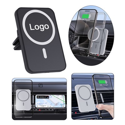 Magnetic Car Vent Mount 15W Wireless Fast Charger Phone Car Holder