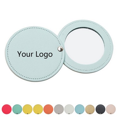 Compact Pocket Mirror with PU Leather Cover