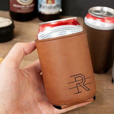 Engraved Leather Can Sleeve With Logo