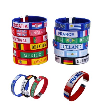 World Cup Football Fan Woven Wristband Soccer Team Bracelet Sports Souvenir