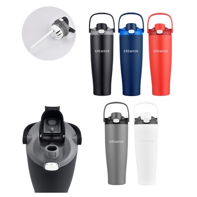 Union Printed - Union Printed - 21 oz Vacuum Bottle w/ Easy Carry Handle & Infuser Insert - Laser En