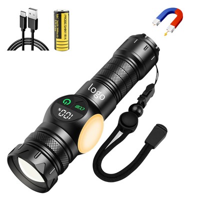 Magnetic Zoomable Tactical Flashlight with COB Work Light