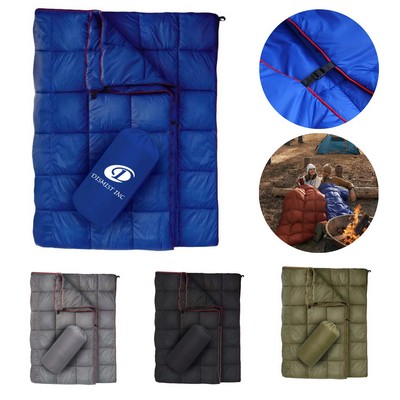 Portable Camping Down Cotton Blanket with Storage Pouch