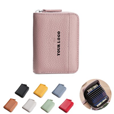 Multifunction Zippered Leather Organ Purse Coin Pouch