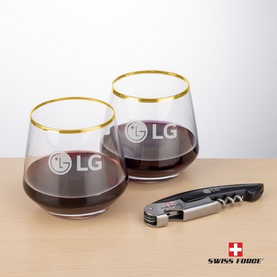 Swiss Force® Opener & Tucson Gold Rim Stemless Wine