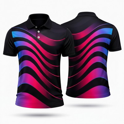Unisex Sublimated Short Sleeve Polo Shirt Spandex Interlock 180GSM