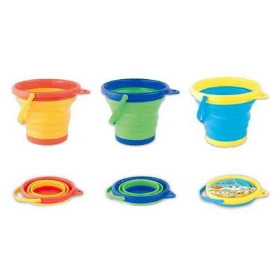 Portable Collapsible Beach Bucket for Kids Soft Silicone Foldable Sand Pail Lightweight