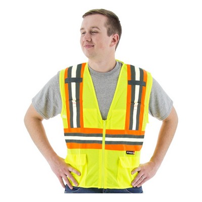 High Visibility Yellow High Visibility Glow-in-the Dark Mesh Safety Vest, ANSI 2, Type R