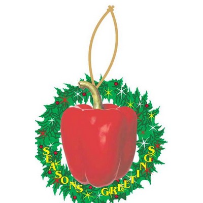 Bell Pepper Executive Wreath Ornament w/ Mirrored Back (12 Square Inch)