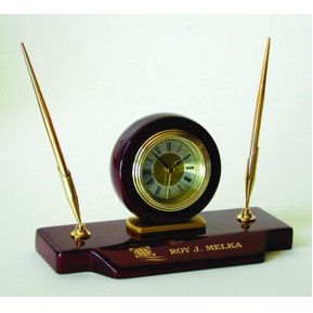 Rosewood Clock w/Gold Pens