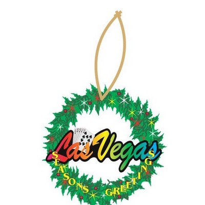 Las Vegas - Royal Flush Wreath Ornament w/ Clear Mirrored Back (4 Square Inch)