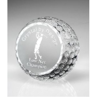 Large Optical Crystal 100 Mm Standing Golf Ball Award