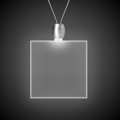 24" White Square Light-Up Pendant Necklace(Pad Print)