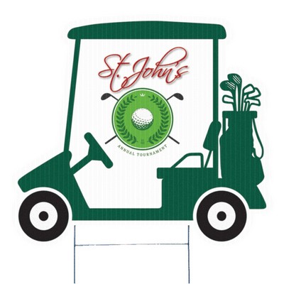 Golf Cart Corrugated Vinyl Die Cut Yard Sign (24"x24") - Full Color
