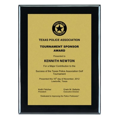 Plaque -12"x15" Piano Wood Plaque w/ Plain Gold Plate (10"x13")