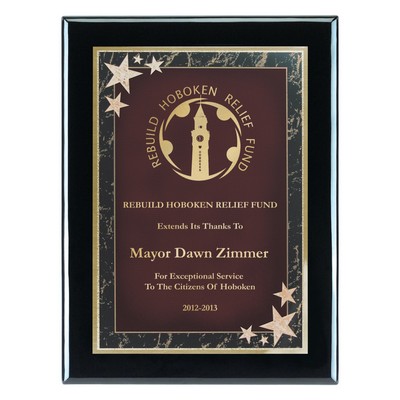 Plaque - 7"x9" Wall Plaque w/ Red Corner Star Plate (5"x7")