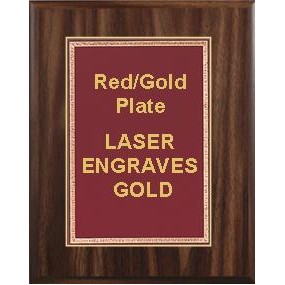 Walnut Plaque 9" x 12" - Red/Gold - 7" x 10" Florentine Plate