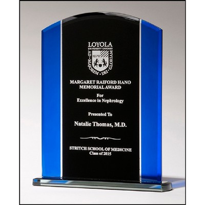 Clear Glass with Blue and Black Design (5 7/8"x7.75")