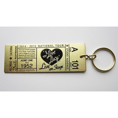 Ticket Style 4.25" x 1.5" Aluminum Key Tag w/ a Die struck/color filled imprint. Made in the USA.