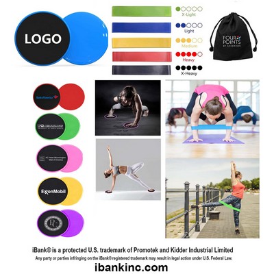 iBank ® Fitness Resistance Bands Set + Exercise Sliders
