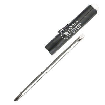 Jumbo Pocket Screwdriver Reversible Flat Blade + Button