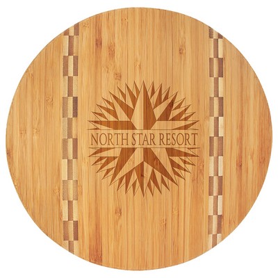 Bamboo Cutting Board with Butcher Block Inlay
