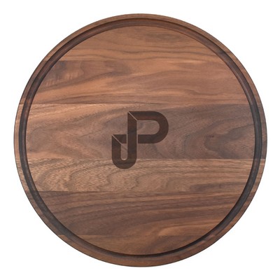 13 1/2" Walnut Round Cutting Board with Juice Groove