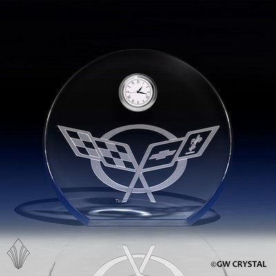 Circular Crystal Clock (4" x 4 3/8" x 1 5/8")