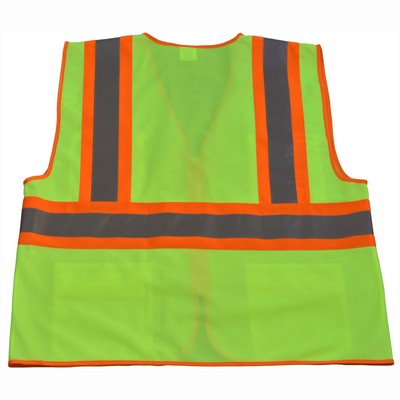 CB1 Lime Solid /Orange Contrast Two Tone DOT ANSI Class 2 Safety Vest