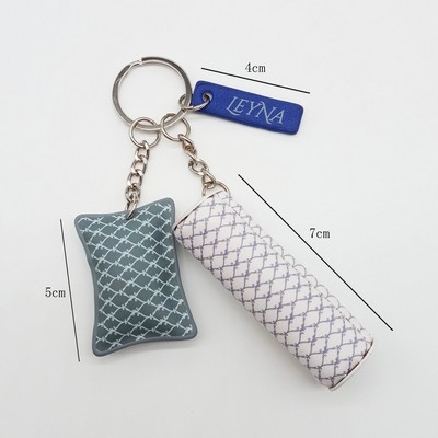 PU Leather Pillow Keychain