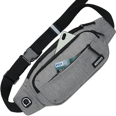 Large Crossbody Fanny Pack , Belt Bag With 4-Zipper Pockets for Travel Running , Outdoors Sport Bag