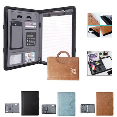 Leather Padfolio w/Charge Cable & Wireless Charger
