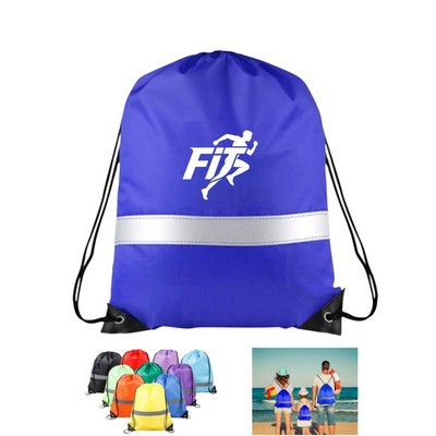 Drawstring Backpacks Bags with Reflective Strip