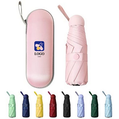Portable Windproof Mini Travel Sun Rain Umbrella With Case