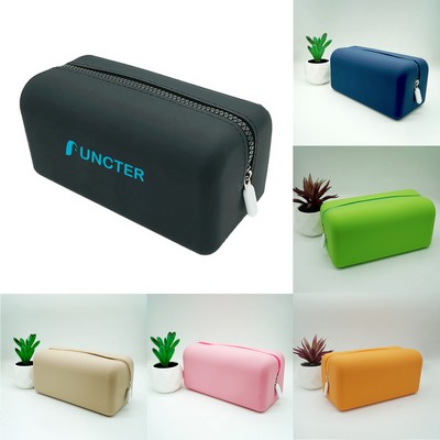 Portable Water Resistant Silicone Zipper Makeup Bag Multi Purpose Gadget Organizer Bag