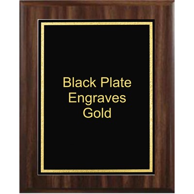Walnut Plaque 7" x 9" - Black/Gold - 5" x 7" Florentine Frame Designer Plate