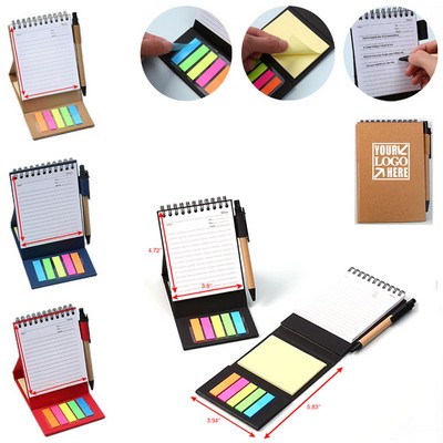 Vertical Coil Notebook with Sticky Notes and Pen