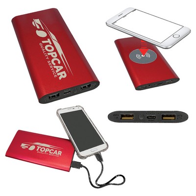 Power Bank & Wireless Anodized Charger w/USB C Cord
