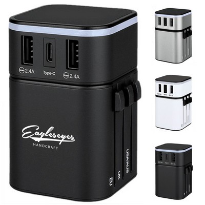 Universal 3 USB Port World Adapter