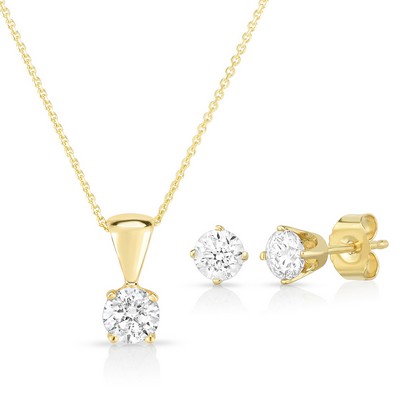 Jilco Inc Gold Diamond Earring & Necklace Set