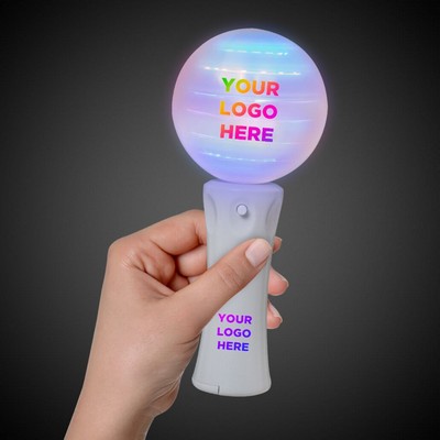 Imprinted White Orb Light Up Spinner Wand, 10 Multicolor LED's(Full Color)