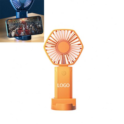 Desktop Hexagon Fan w/Phone Stand 7.3"x3.6"x1.1"