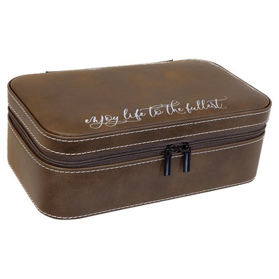 Faux Leather Jewelry Box, Rustic, 7 1/2" X 4 1/2"
