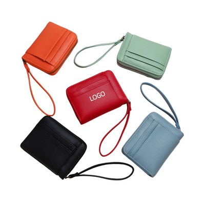 Ladies' Portable Litchi Grain Zipper Coin Purse