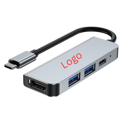 4-Port Aluminum USB-C Hub with 4K HDMI & 100W Power Delivery