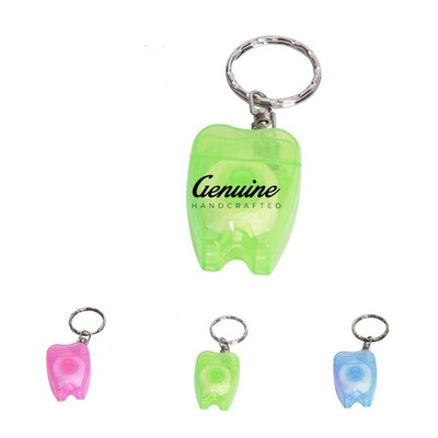 Tooth-shaped Keychain with Built-in Dental Floss