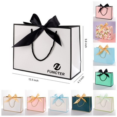 Tinted Kraft Eurotote Bag With Ribbon Bow 12.5 x 9.8"