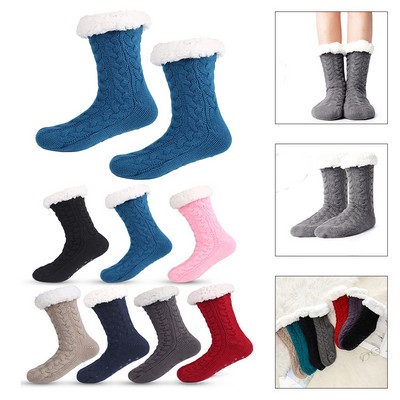 Cozy Women's Plush-Lined Slip-Resistant House Socks