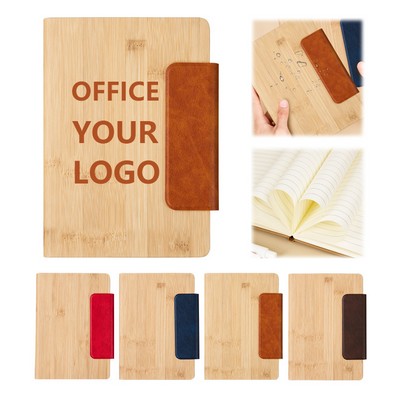 A5 PU Wood Grain Magnetic Notebook