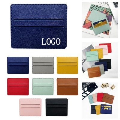 PU Leather Two-Card Slot Business Card Holder